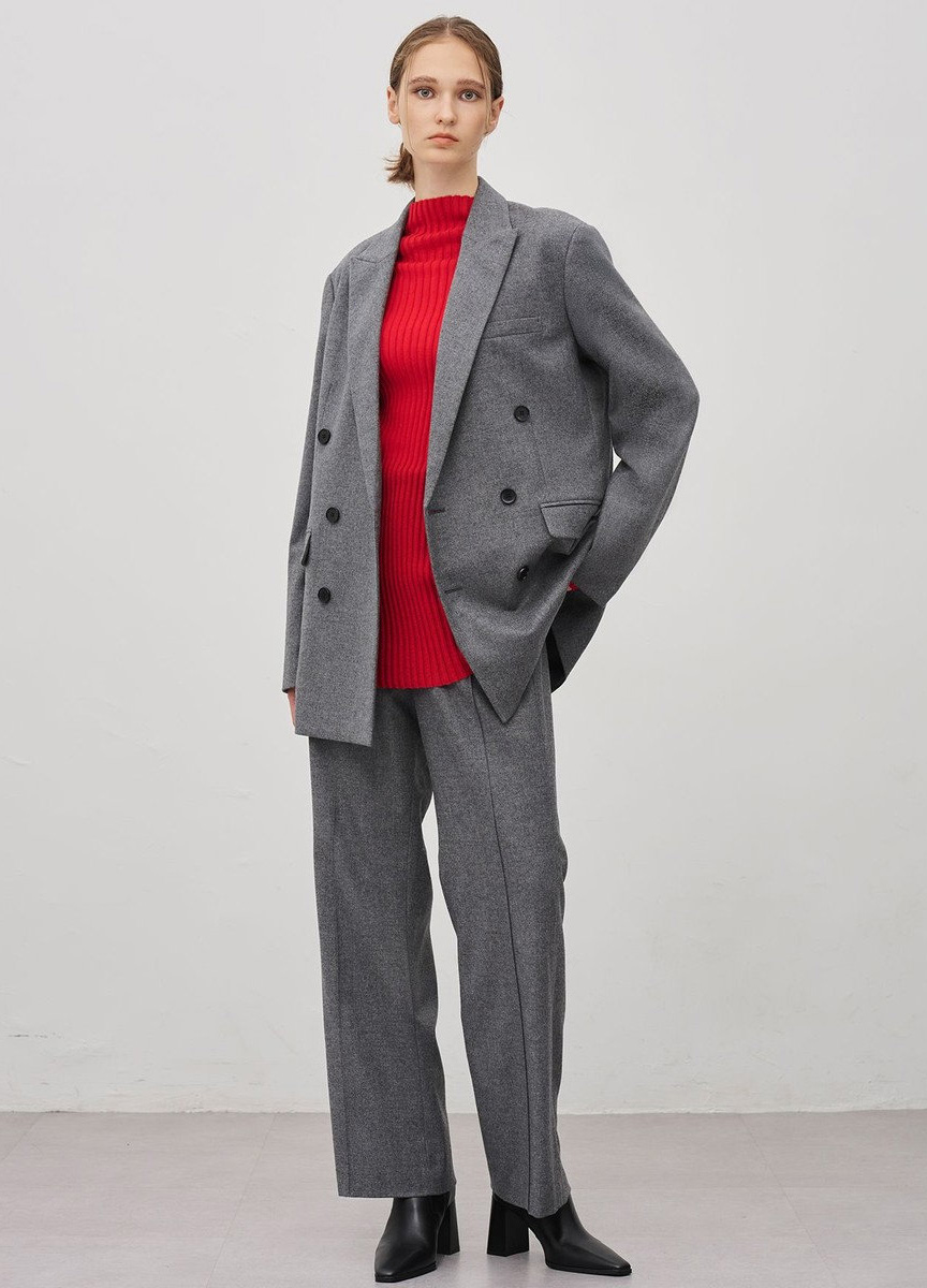 法蘭絨寬版西裝外套